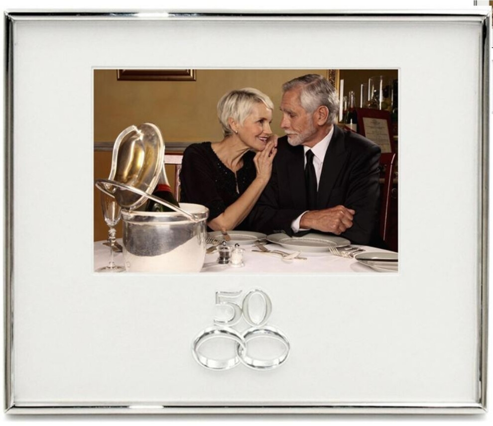 50 Year Anniversary Double Ring Silver Frame