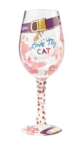 &quot;Love My Cat&quot; Wine Glass
