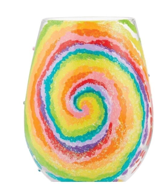 Tie Dye Stemless Wine Glass