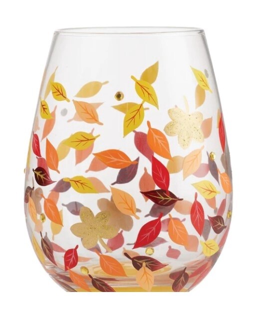 &quot;Leaves A Million&quot; Stemless Wine Glass