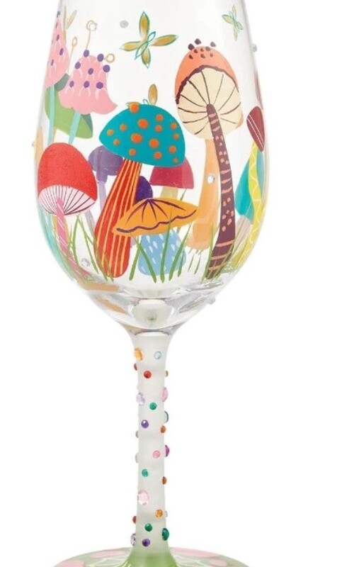 &quot;Groovy Shrooms&quot; Wine Glass