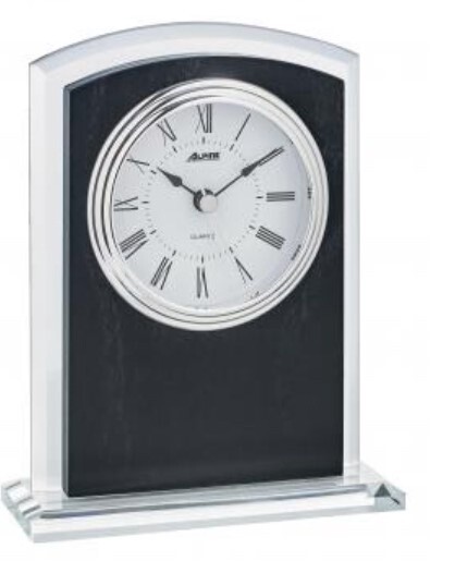 Glass &amp; Mottled Glass Arch Quartz Clock
