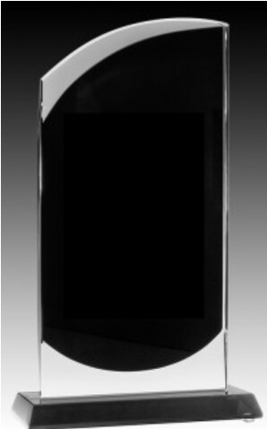 ONYX Clear glass with black plaque 7 1/4&quot;