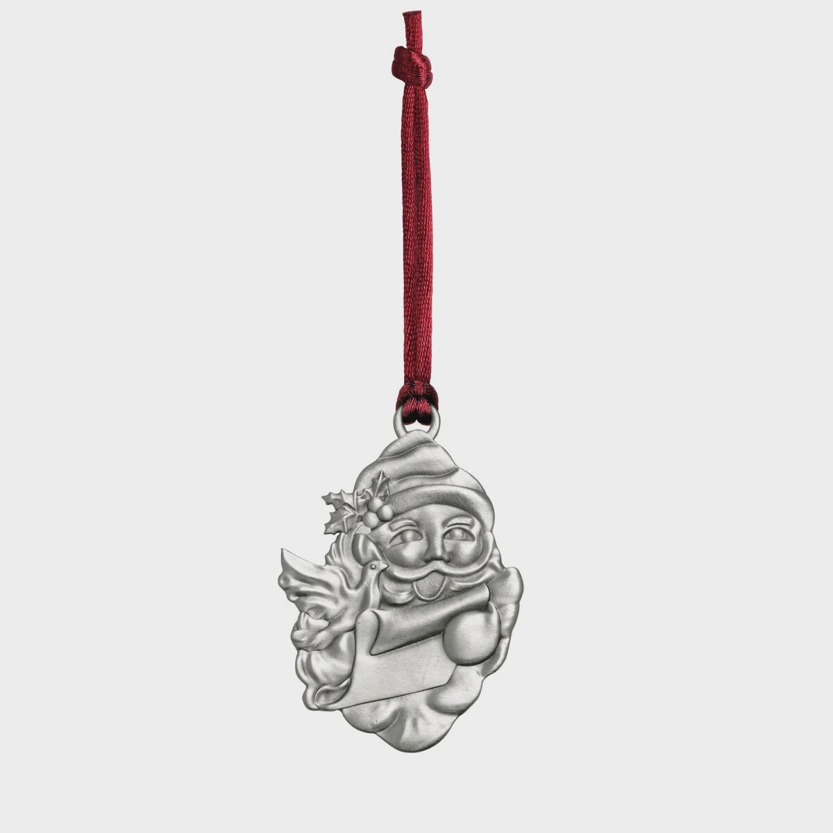 Santa &amp; Dove Pewter Ornament