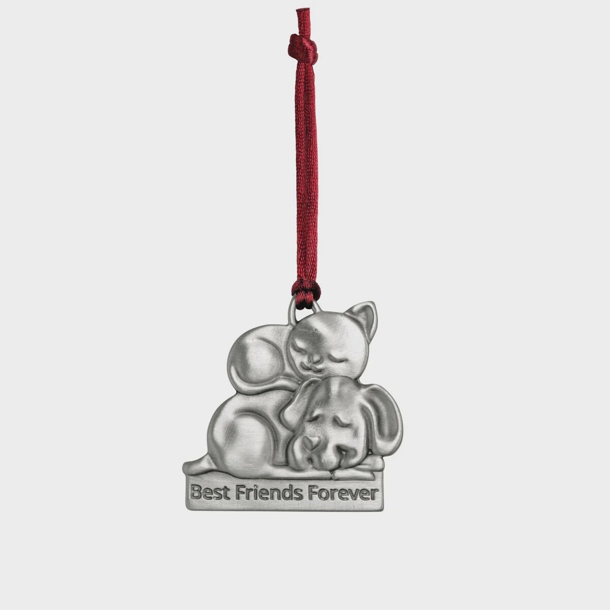 Cat &amp; Dog Best Friends Forever Pewter Ornament