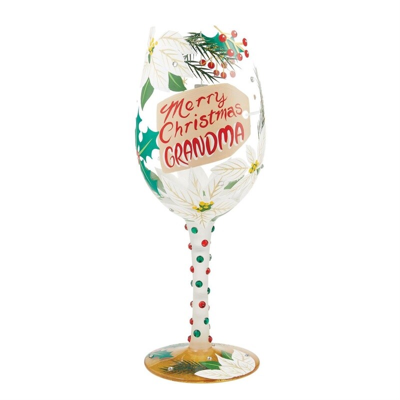 &quot;Merry Christmas Grandma&quot; Wine Glass