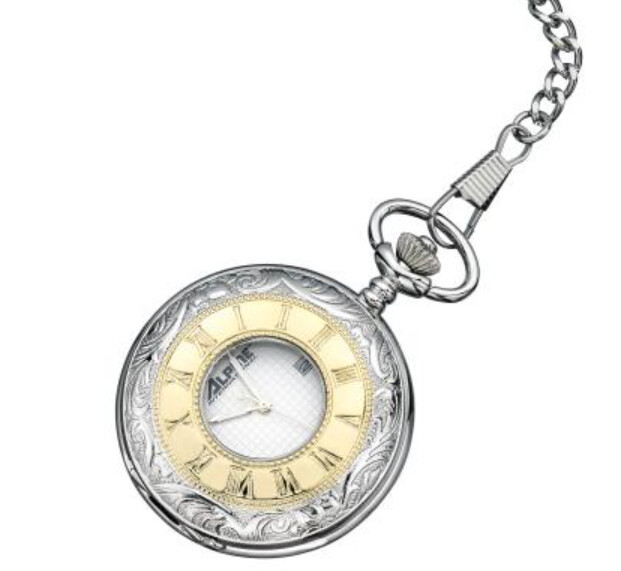 Gold and Silver Pocket Watch with Roman Numerals