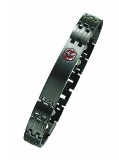 Black Stainless Steel Medical ID Bracelet