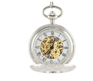 Skeleton Gold Dial Pocket Watch