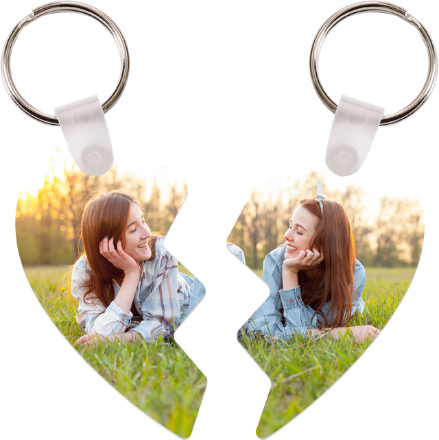 Customizable Key Chain - Two Part Heart Aluminum