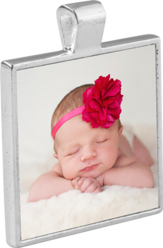 Customizable Bezel Pendant - Large Square, with Insert, Semi-Gloss