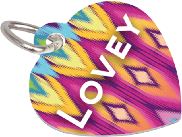 Customizable Pet Tag with Ring- Heart, Glossy