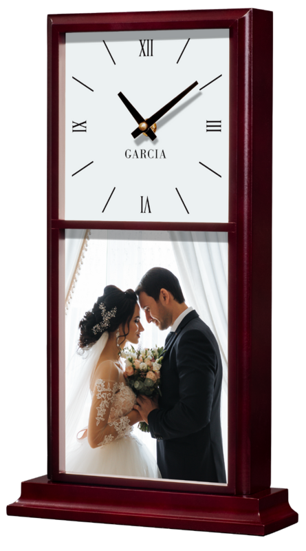 Customizable Mahogany Vertical Mantle Clock