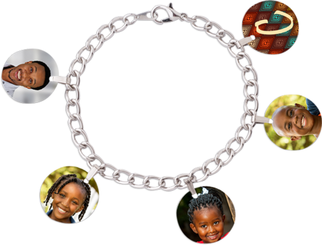 Customizable Charm Bracelet - with 5 Circle Charms