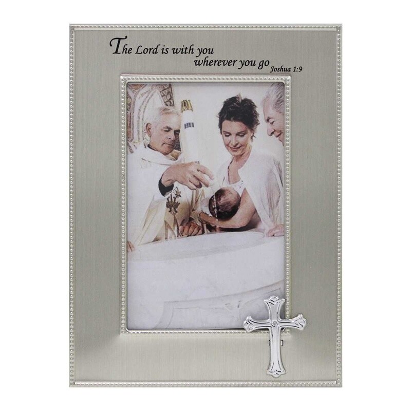 Silver Religious Frame with Cross - 4&quot; x 6&quot;