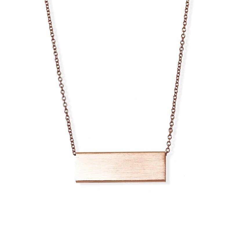 jj + rr Luxe Brushed Bar Necklace - Rose Gold