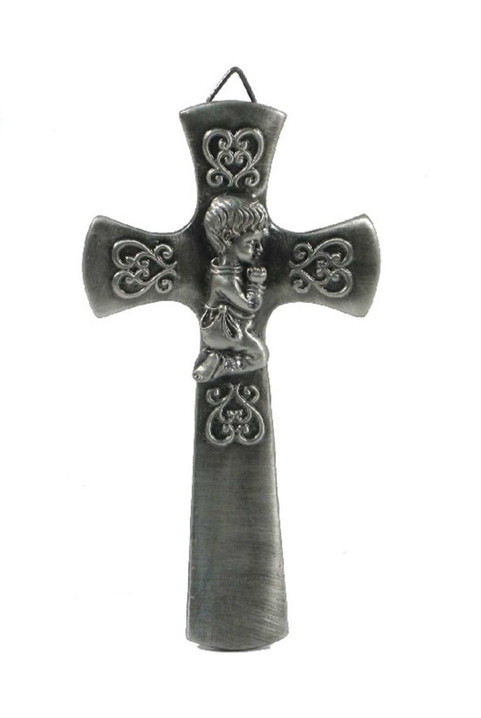 Hanging Pewter Cross - Boy