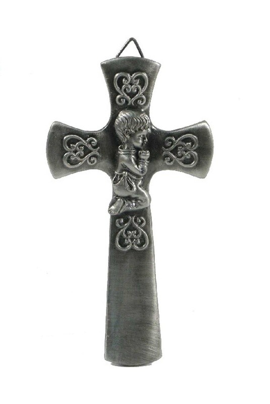 Hanging Pewter Cross - Boy