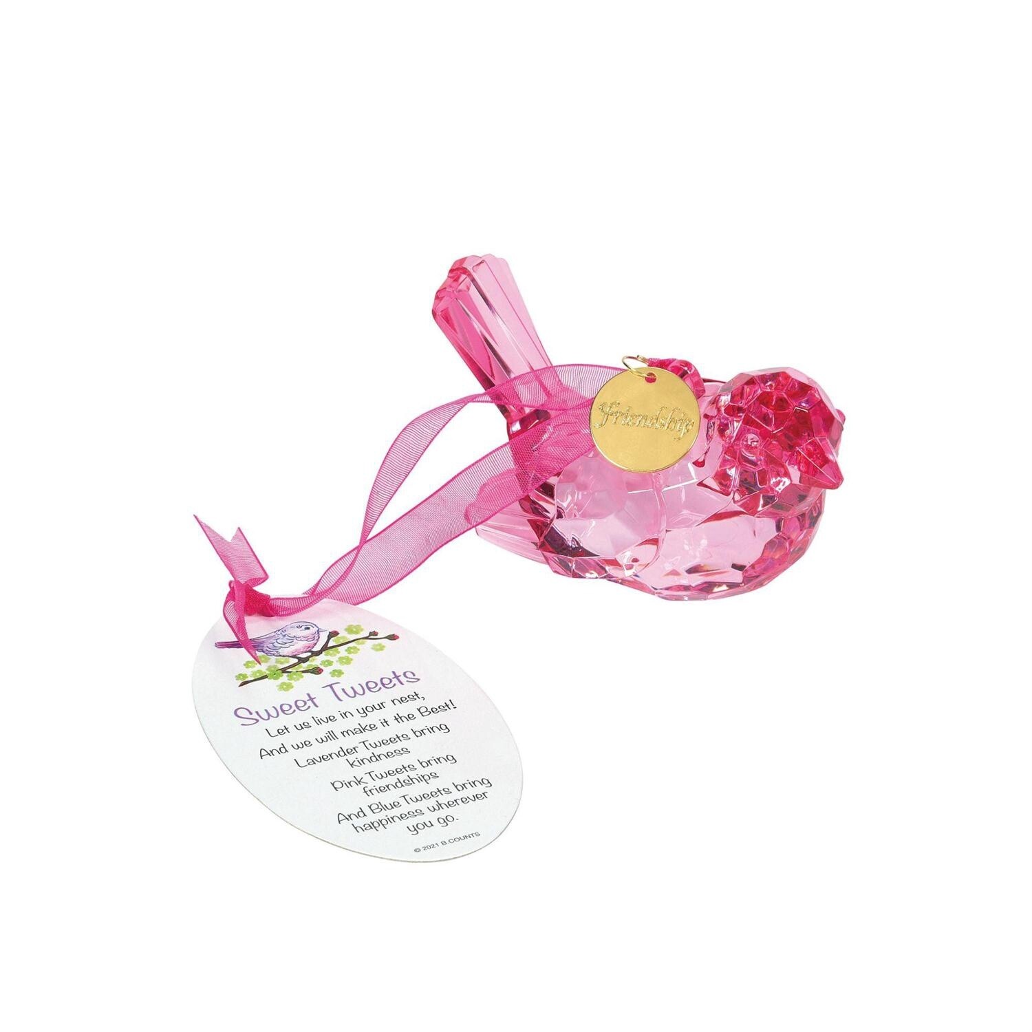 &quot;Sweet Tweets&quot; Acrylic Bird Ornament, Color: Pink for Friendship