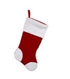 20.5&quot;RED/WHITE CABLE KNIT STOCKING