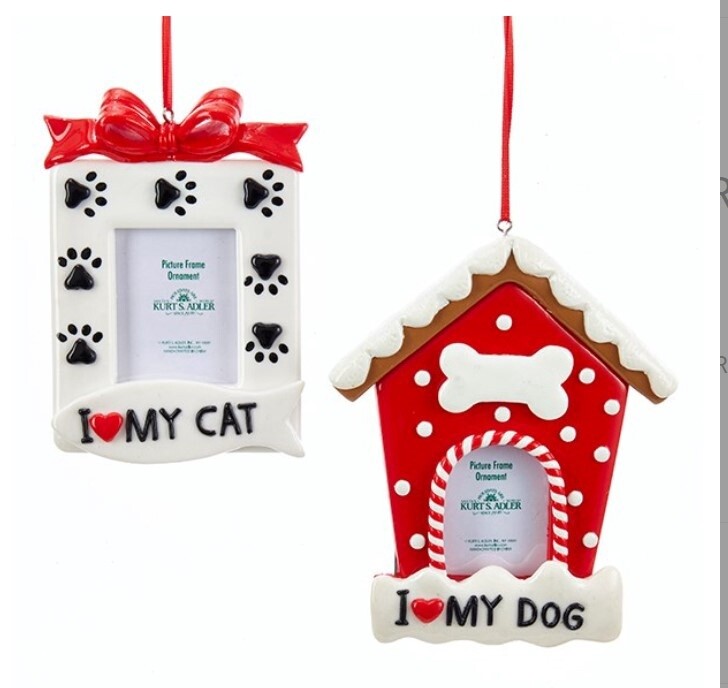 5.25&quot;DOG/CAT PICTURE FRAME ORNS