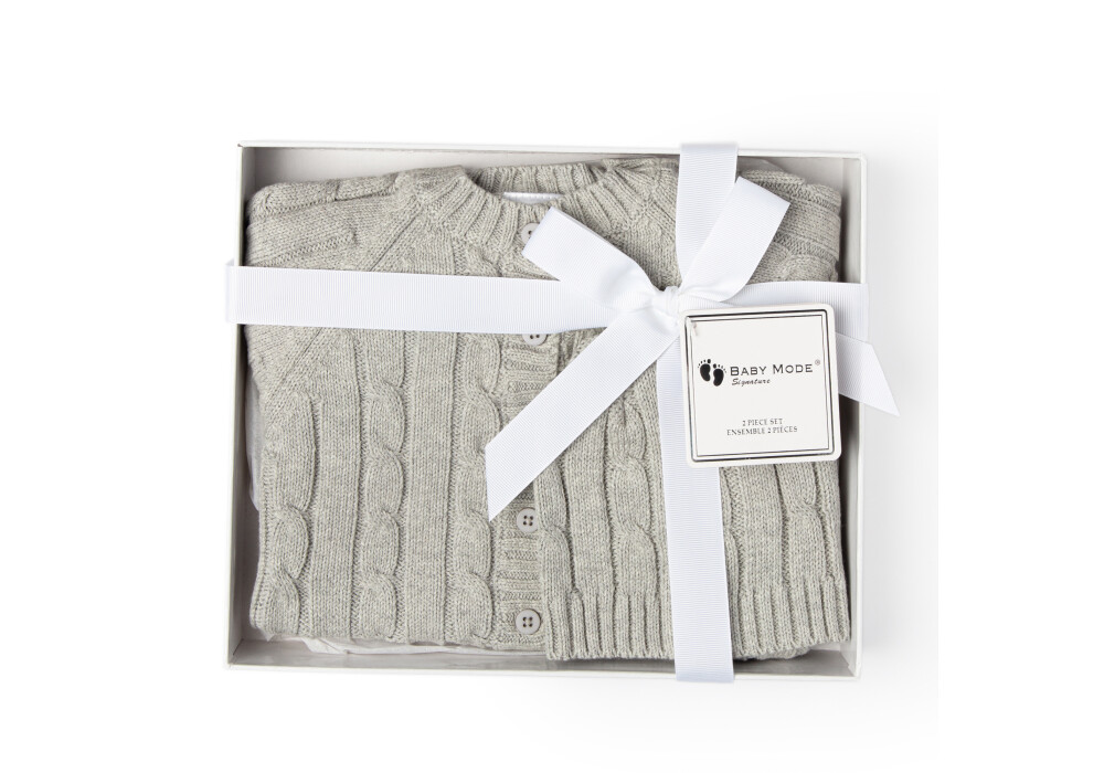 2- Piece Knitted Box Set: Grey