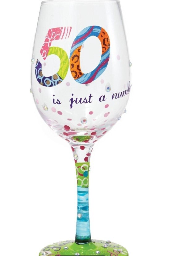 &quot;50 is Just a Number&quot; Wine Glass
