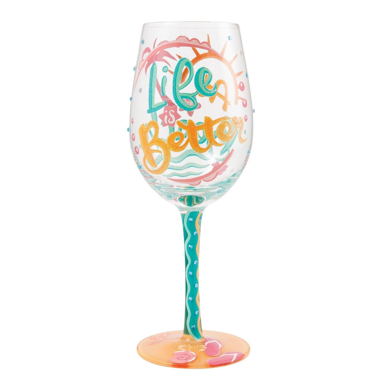 &quot;Life At The Beach&quot; Wine Glass