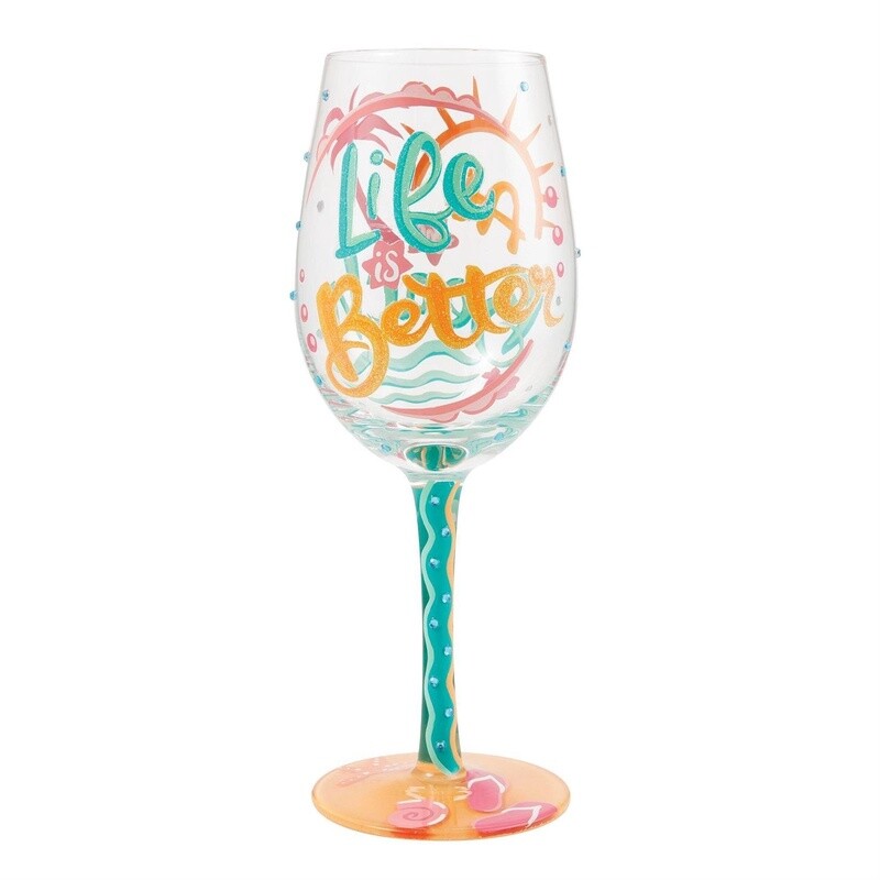 &quot;Life At The Beach&quot; Wine Glass