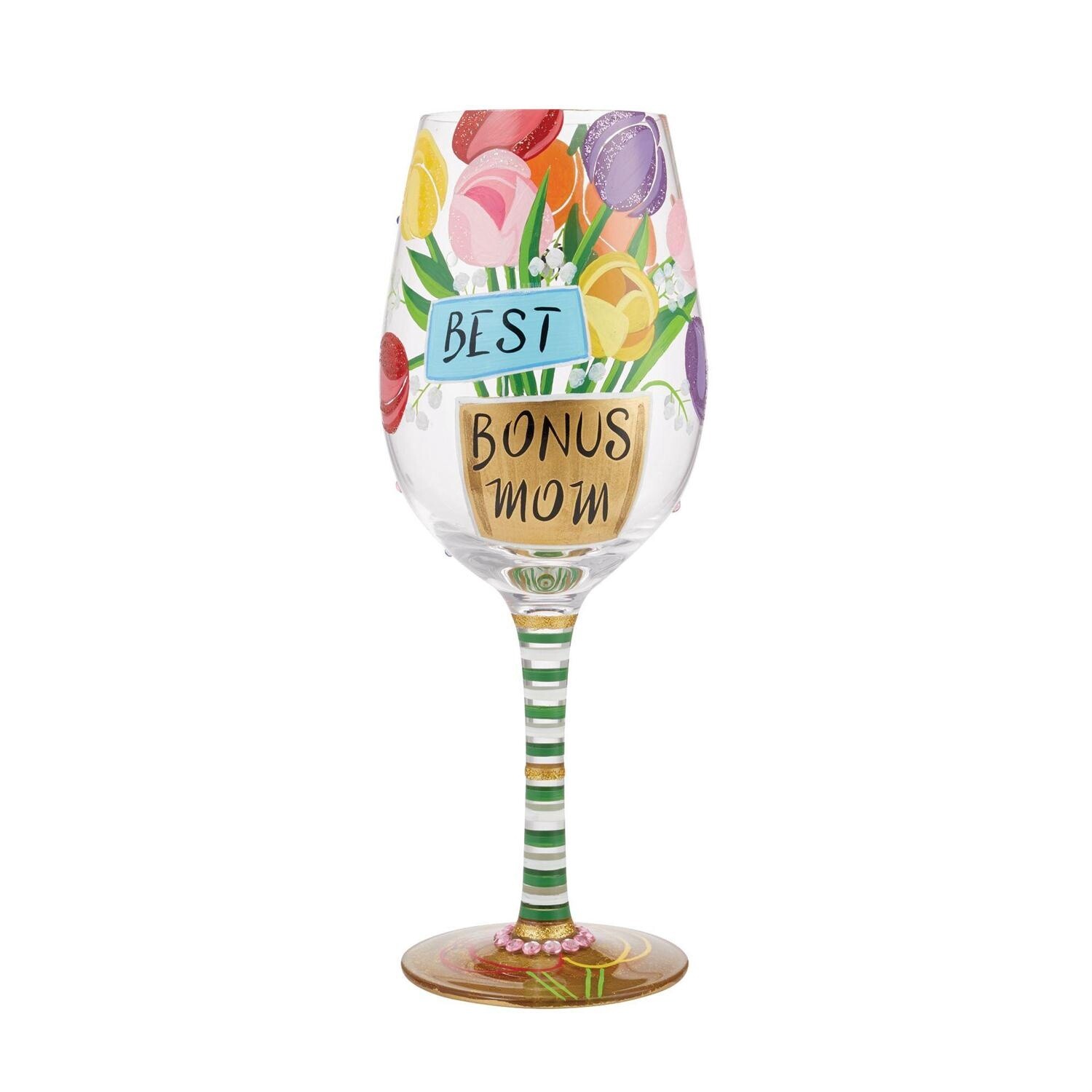 &quot;Best Bonus Mom&quot; Wine Glass