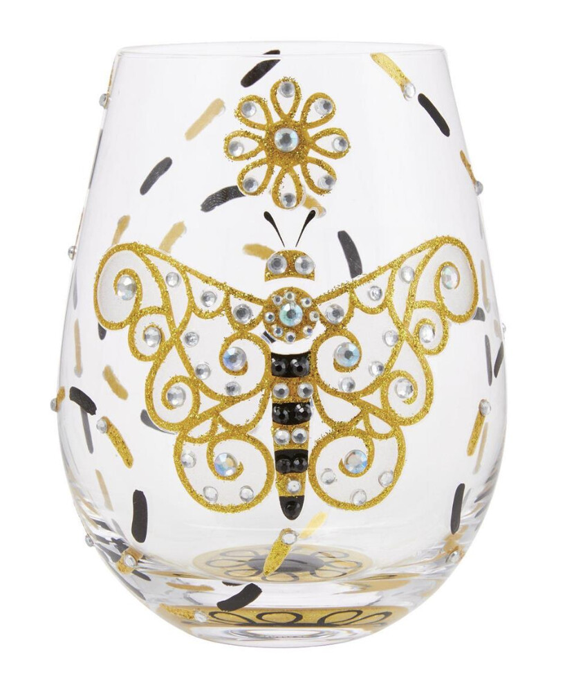 &quot;Brilliant Butterfly&quot; Stemless Wine Glass