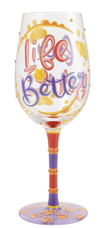 &quot;Life is Better with Fur Babies&quot; Wine Glass