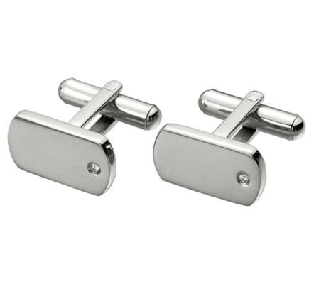 Engravable Cufflink Set CZ Stone