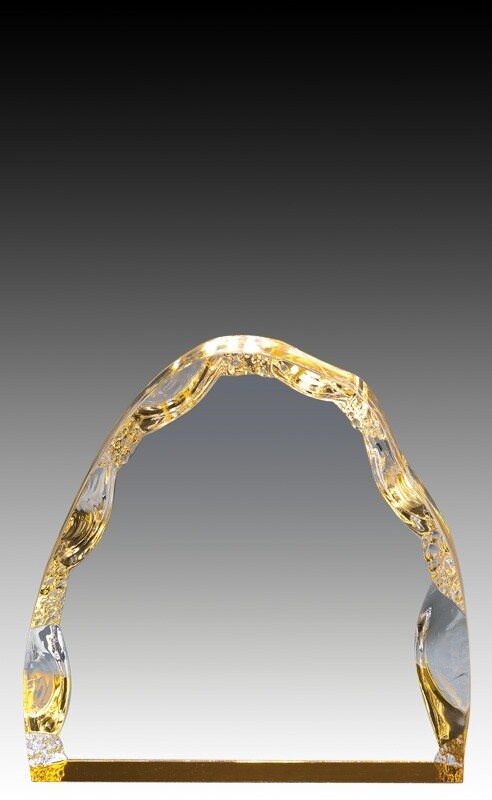 Clear Acrylic Iceberg, Gold Foil Base 4″