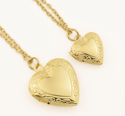 Vintage Style Locket Heart Necklace, Size: Gold 16&quot;