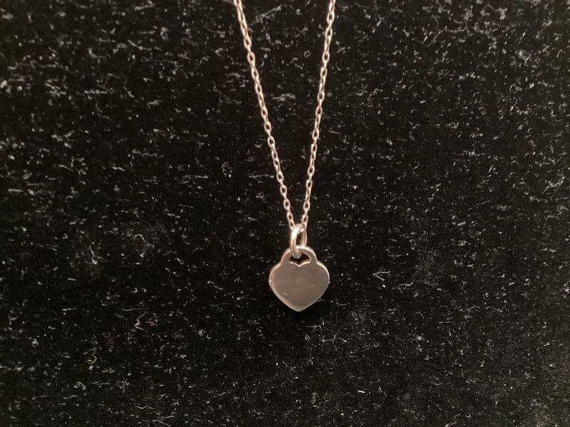 Sterling Silver Tiffany Inspired Heart Dog-Tag Pendant with chain