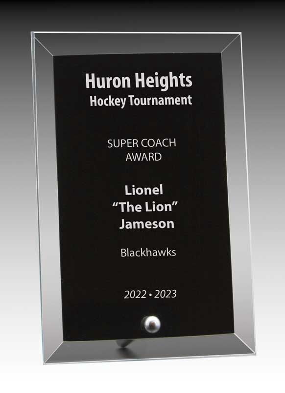 Glass Plaque Black w/ Pin - 4″ x 6″ (Engraving Included)