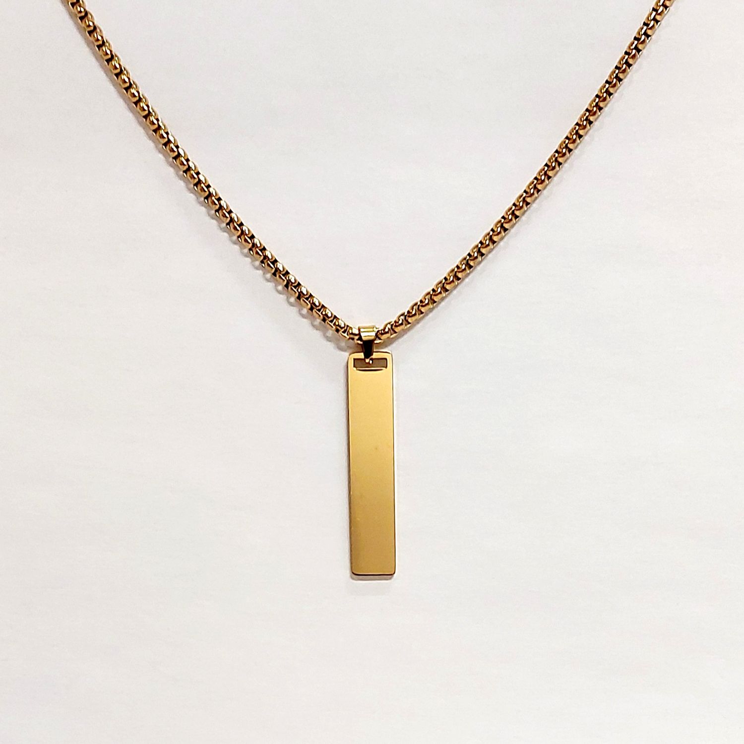 Gold Rectangle Tag Necklace