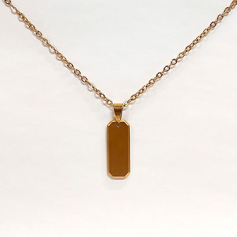 Brushed Gold Rectangle Necklace