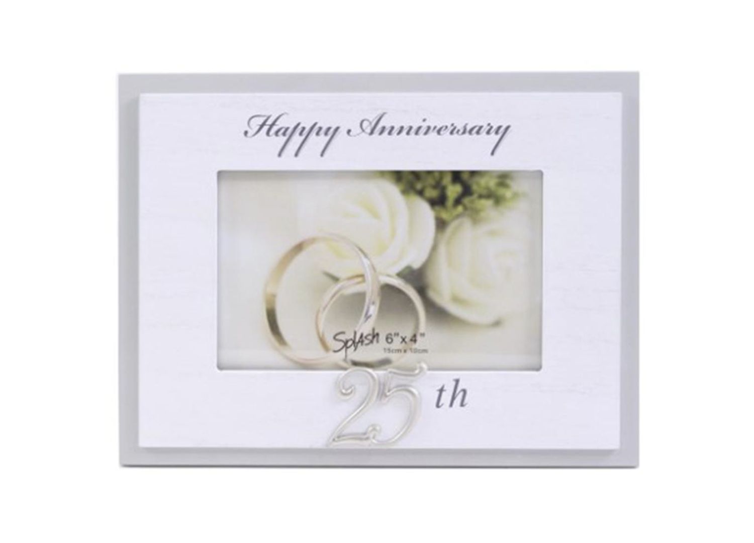Happy Anniversary 25th White Frame