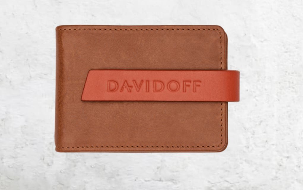 Davidoff Cognac Orange Leather Wallet
