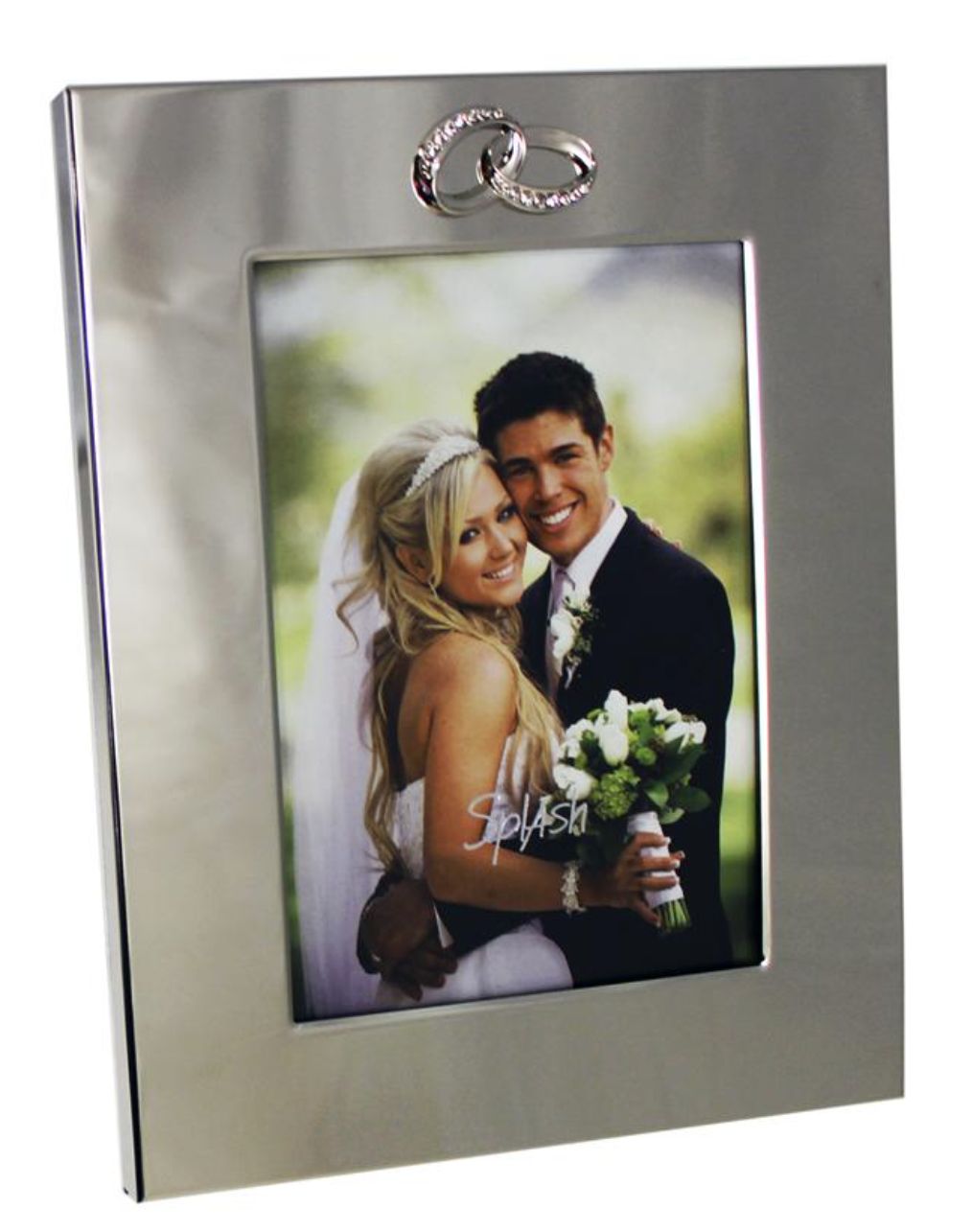 5x7 SILVER PLATED FRAME WITH DOUBLE RING ICON