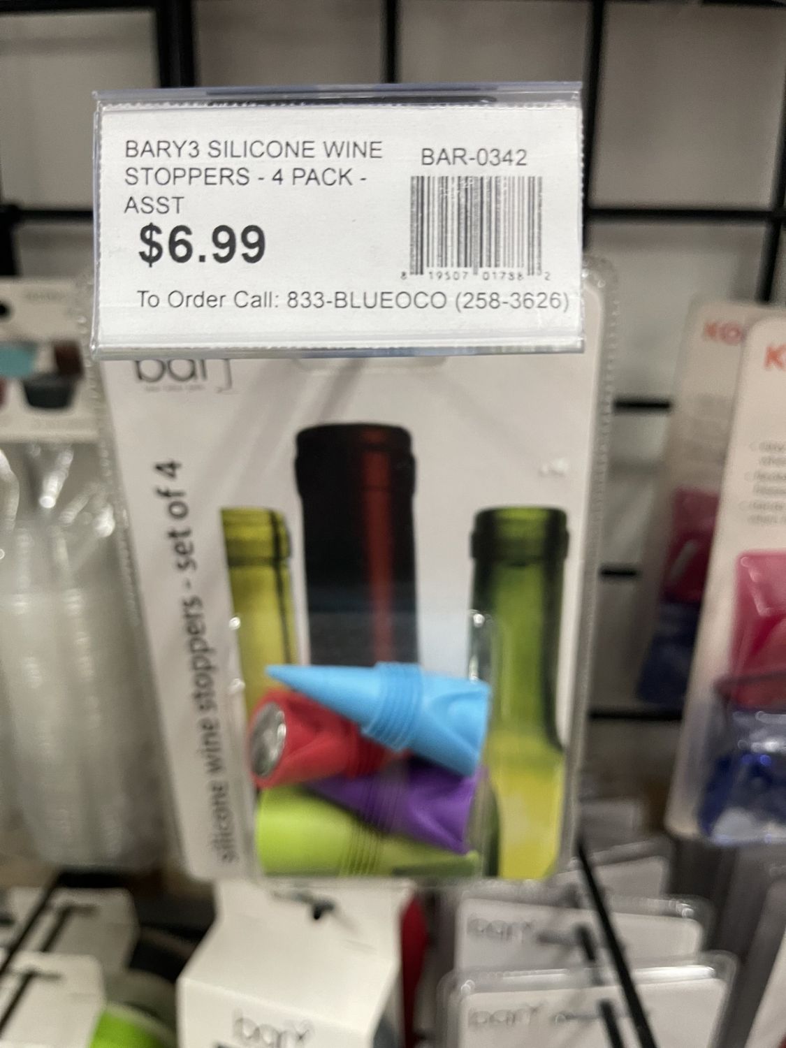 Bar - Silicone Wine Stoppers - 4ct - 0342