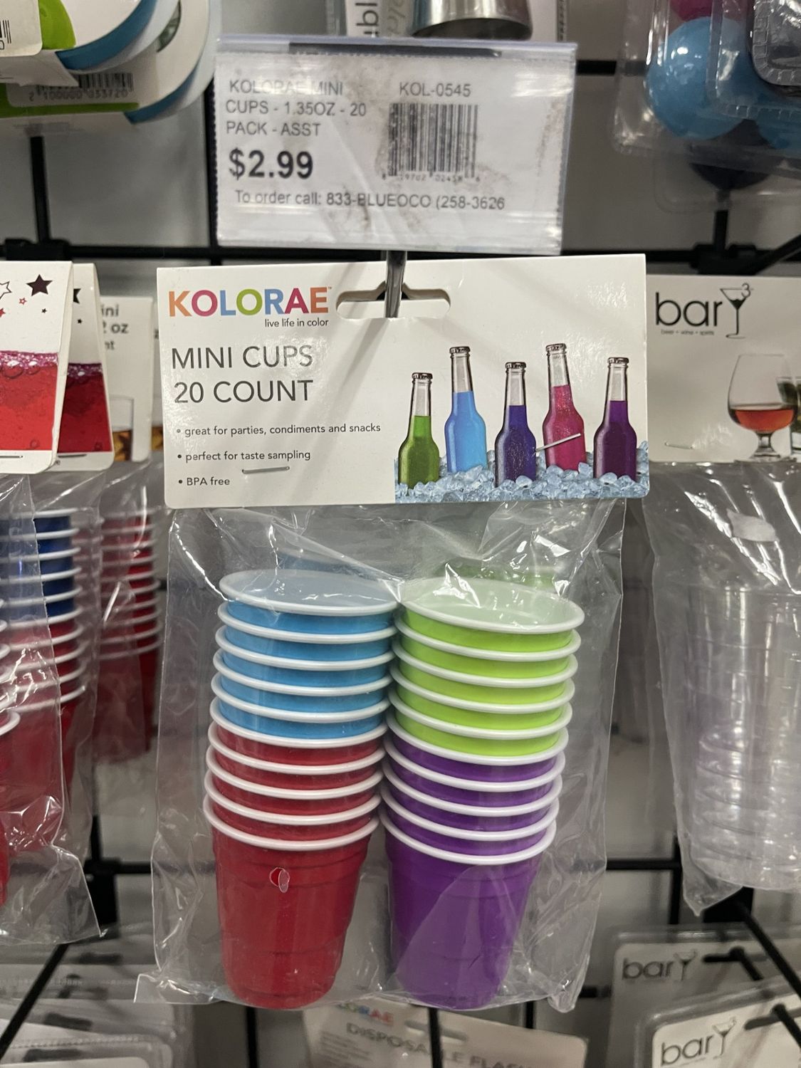 Bar - Mini Cups - 1.35oz - Assorted Colors - 20pc - 0545