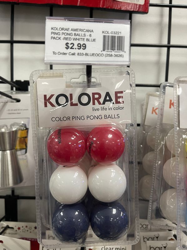 Bar - Kolorae - Ping Pong Balls - 6ct - Assorted Colors - 03221