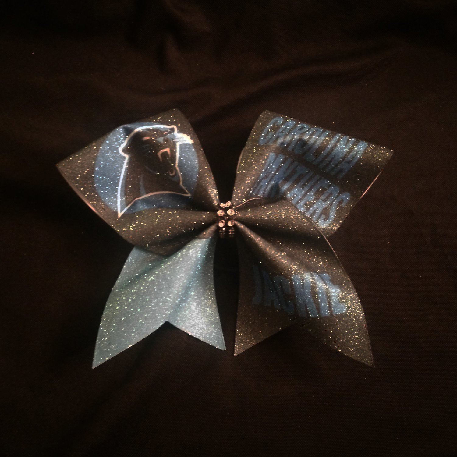 Carolina Panthers PERSONALIZED Glitter Bow