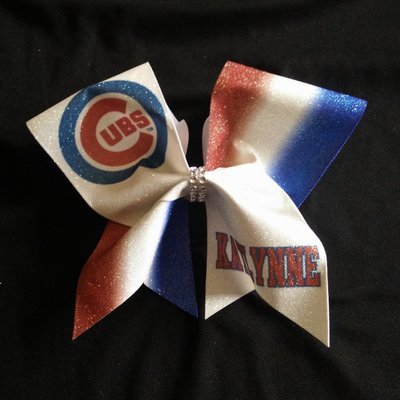 Chicago Cubs PERSONALIZED Glitter Bow