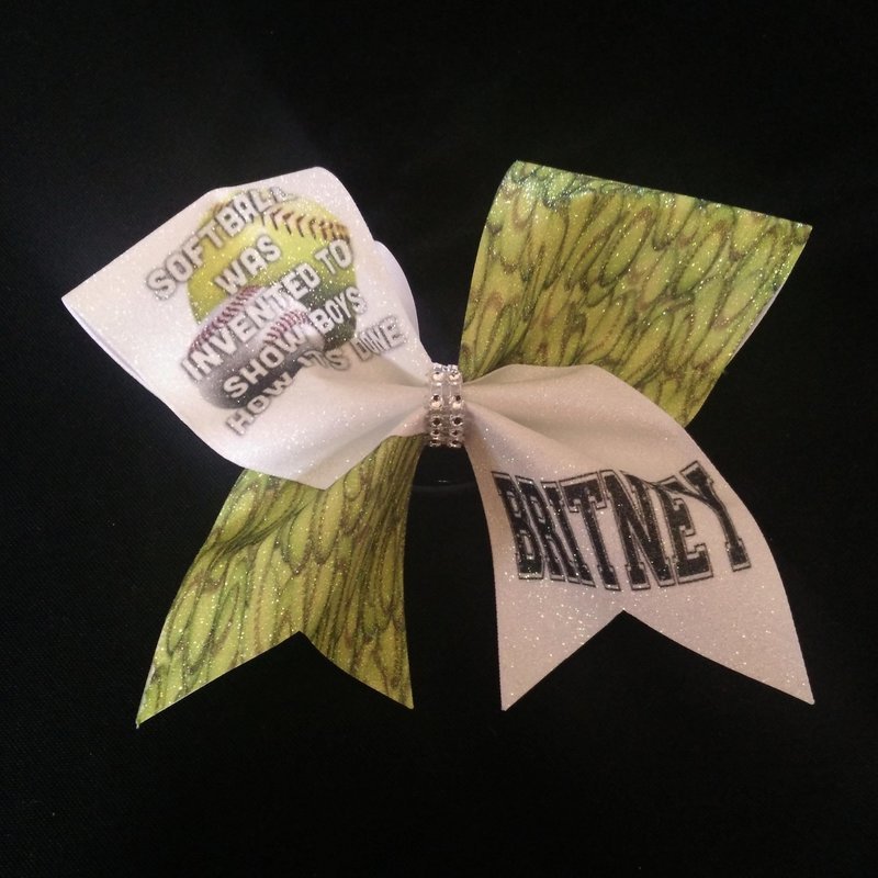 Softball PERSONALIZED Glitter Bow