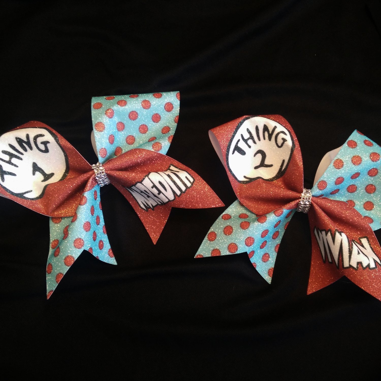 Thing 1 and Thing 2 PERSONALIZED Glitter Bow Set