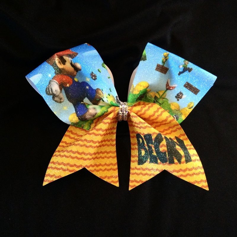 Super Mario Bros PERSONALIZED Glitter Bow